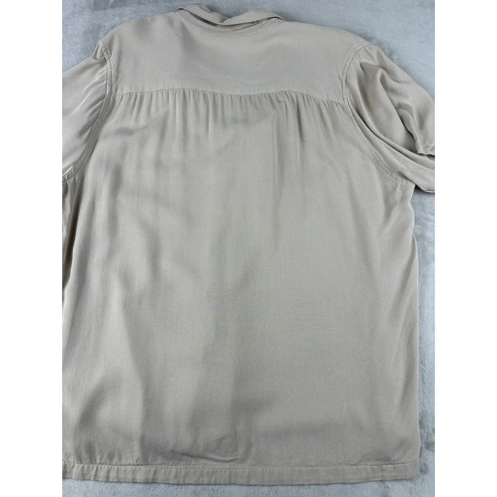 Onia‎ Tan Beige Viscose Short Sleeve Button Down Camp Shirt Womens Large L/G
